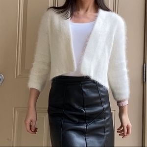 White Angora Open Cardigan